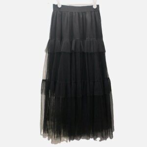 Derhy Women's Skirt Tutu Tulle Layered Rubber Waist Lined Black Size S NWT